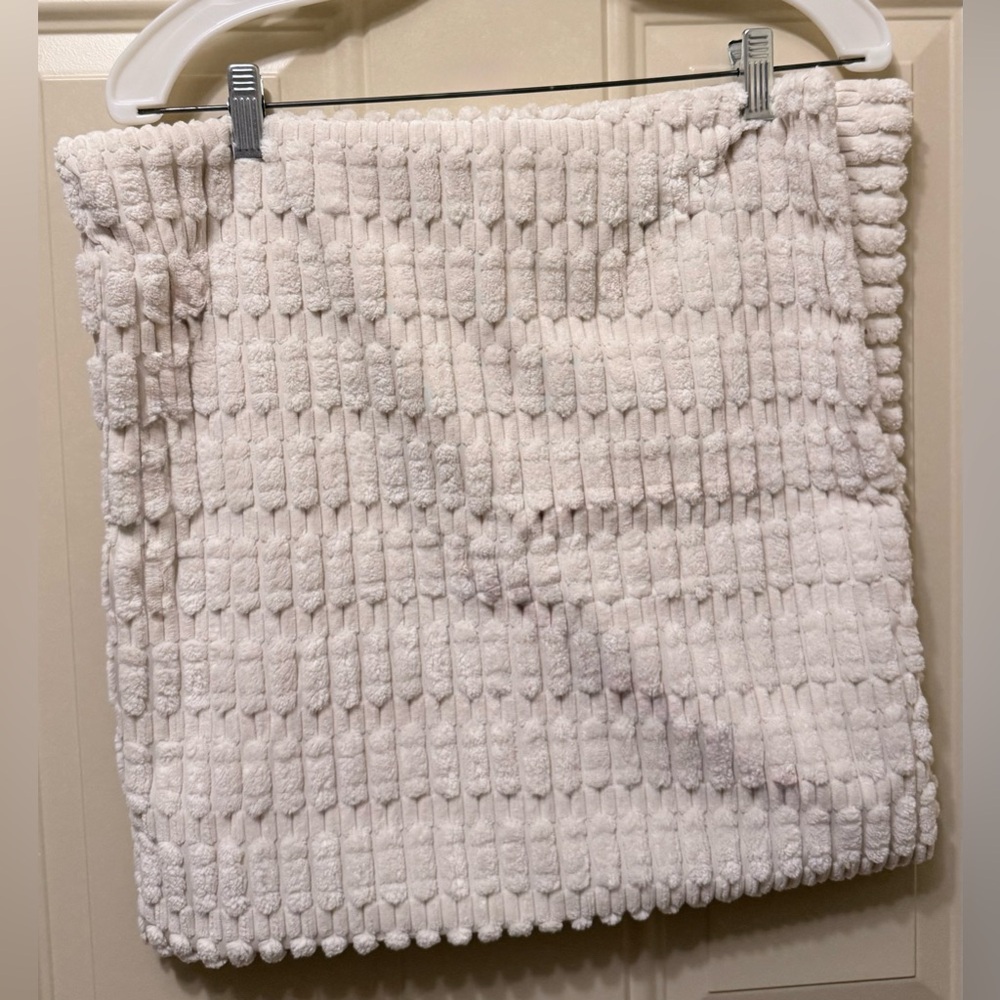Pair of Cream Chenille Pillow Covers 17 Inches by 18 Inches